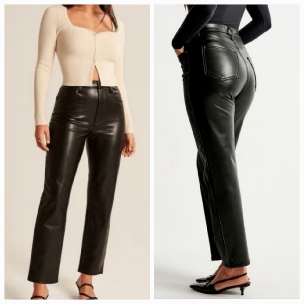 Abercrombie & Fitch Vegan Leather Ankle Straight Ultra High Rise Jeans 27 Waist